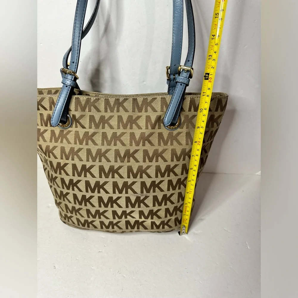 Michael Kors Brown And Blue Tote Bag Magnetic Closure